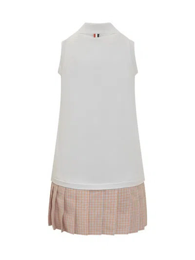 Thom Browne Mini White And Orange Polo Dress In Cotton Woman
