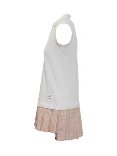 Thom Browne Mini White And Orange Polo Dress In Cotton Woman