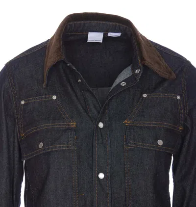 Pinko Contrast-stitching Denim Shirt In Blue