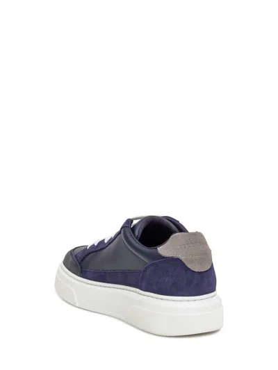 Ferragamo Low Top Sneaker With Gancini Outline In Blue