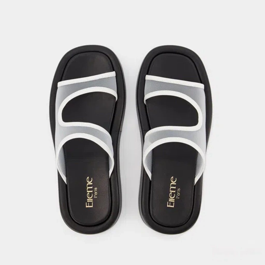 【関税込み】Gemini Slides - Elleme - White/Black - Leather Elleme Gemini Leather Mesh Slides In White | ModeSens