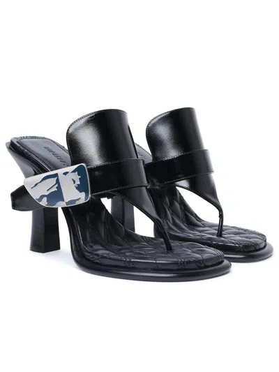 Burberry Prorsum Woman Thong Sandal Black Size 8 Leather In Black