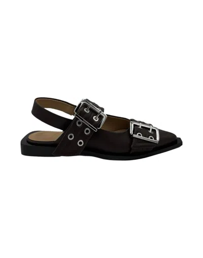 Ganni Ballerina-slippers In Brown