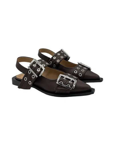 Ganni Ballerina-slippers In Brown