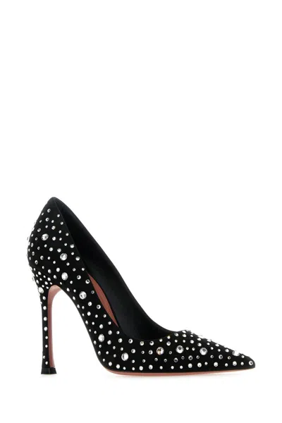 Amina Muaddi Elsa Crystal Suede Pumps In Blawhicry