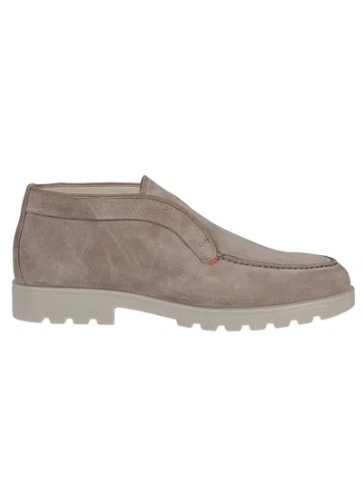 Santoni Mens Grey Detroit Slip-on Suede Desert Boots In Brown