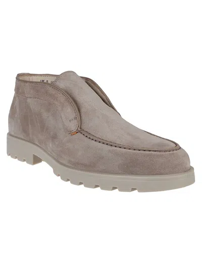 Santoni Mens Grey Detroit Slip-on Suede Desert Boots In Brown