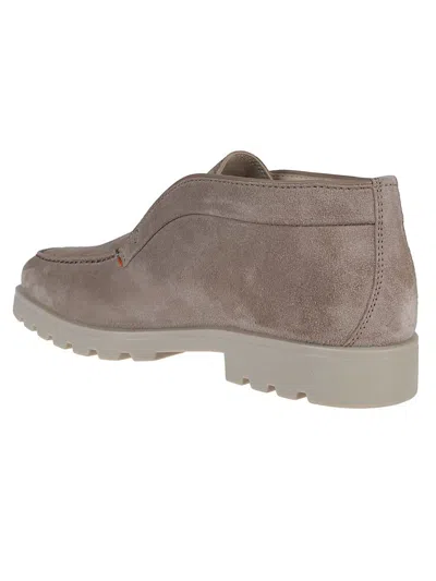 Santoni Mens Grey Detroit Slip-on Suede Desert Boots In Brown