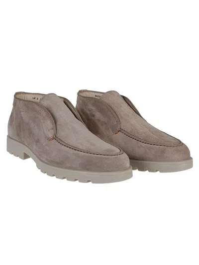 Santoni Mens Grey Detroit Slip-on Suede Desert Boots In Brown