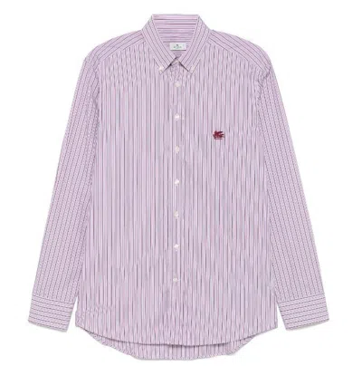 Etro Men's Pink Striped Button-down Shirt | Size 42 | Mrib0004 Color 99tr549s8451 In Multicolor
