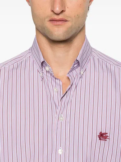 Etro Men's Pink Striped Button-down Shirt | Size 42 | Mrib0004 Color 99tr549s8451 In Multicolor