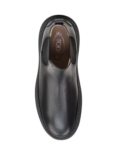 Tod's Man Ankle Boots Black Size 9 Leather In Black