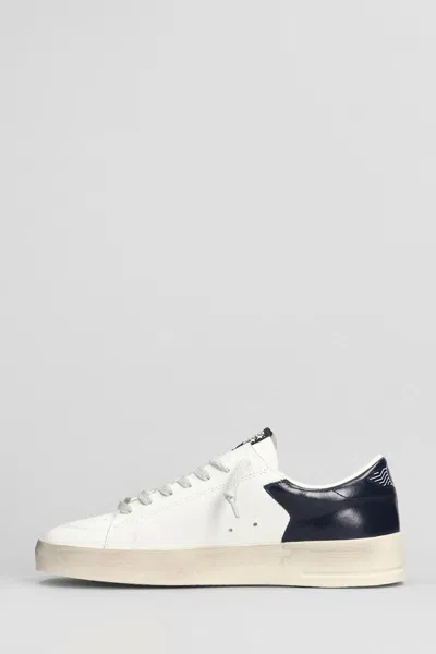 Golden Goose Stardan Sneakers With Ice-gray Suede Star And Glossy Black Leather Heel Tab In White