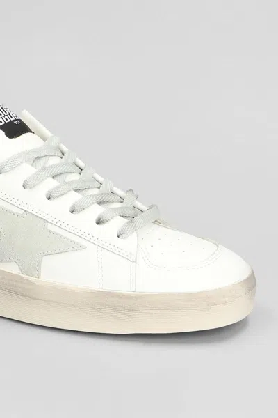 Golden Goose Stardan Sneakers With Ice-gray Suede Star And Glossy Black Leather Heel Tab In White