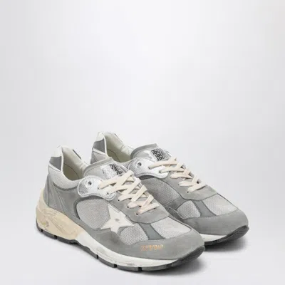 Golden Goose White Low-top Sneakers With Suede Inserts And Side Star In Leather Man In Gray