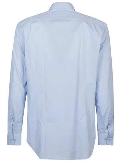 Etro Cotton Shirt With Hopsack Pattern In Blue