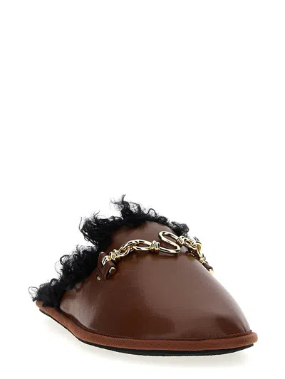Stella Mccartney Ryder Backless Vegan Plush Teddy-lined Loafers In Brown