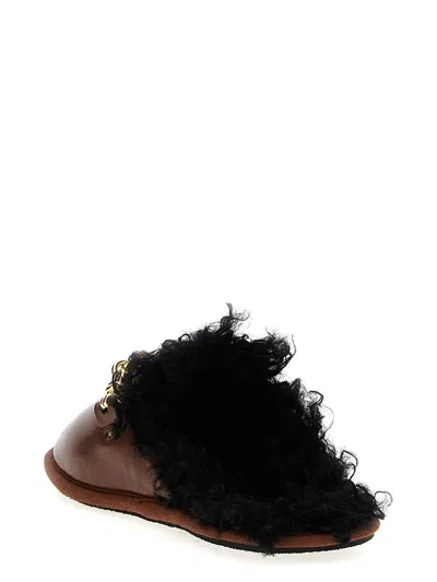 Stella Mccartney Ryder Backless Vegan Plush Teddy-lined Loafers In Brown