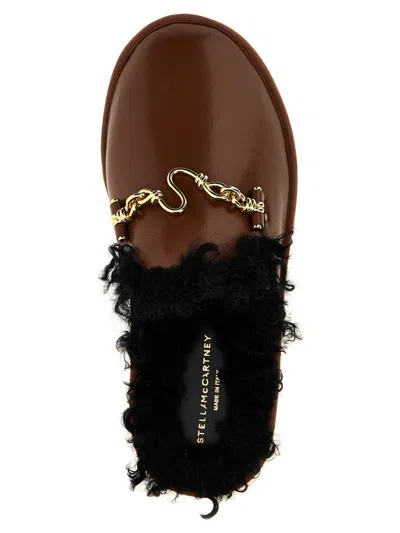 Stella Mccartney Ryder Backless Vegan Plush Teddy-lined Loafers In Brown