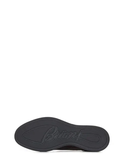 Brioni Suede Leather Desert Boots With Rubber Outsole In Brown