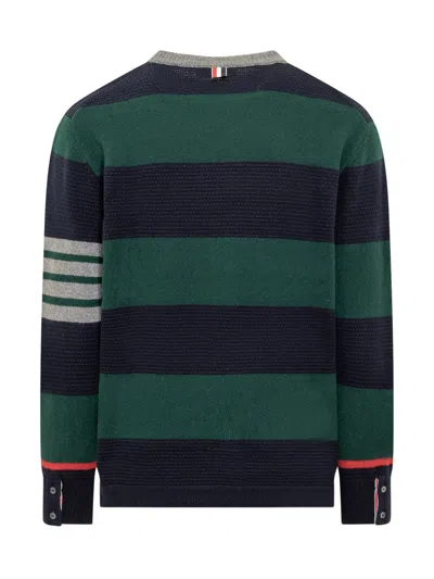 Thom Browne 4 Bar Rugby Jacquard Stripe Pullover In Green