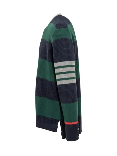 Thom Browne 4 Bar Rugby Jacquard Stripe Pullover In Green