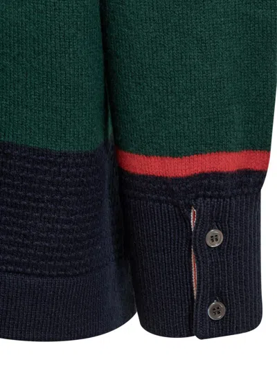 Thom Browne 4 Bar Rugby Jacquard Stripe Pullover In Green