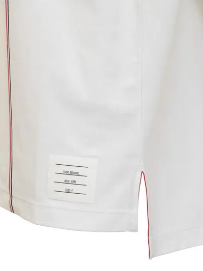 Thom Browne Crewneck T-shirt With Tricolor Intarsia In White