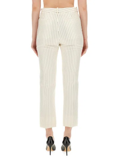 Tom Ford Wool And Silk Trouser With Striped Motif In White