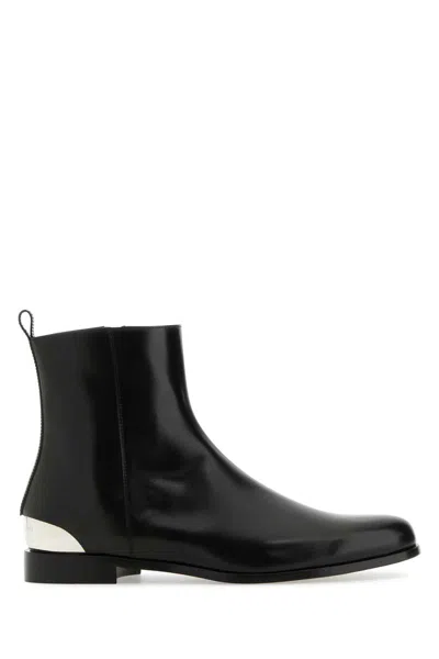 Alexander Mcqueen Leather Ankle Boots In Black