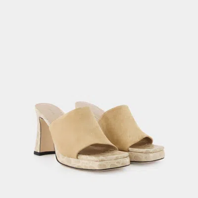 By Far Belize Mixed Leather Mule Sandals In Nude