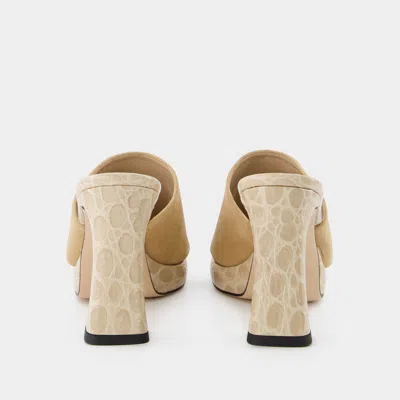 By Far Belize Mixed Leather Mule Sandals In Nude