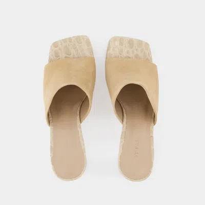By Far Belize Mixed Leather Mule Sandals In Nude