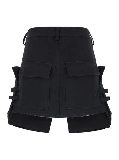 Rick Owens Stefan Black Mini-skirt With Patch Pockets In Wool Woman In Black