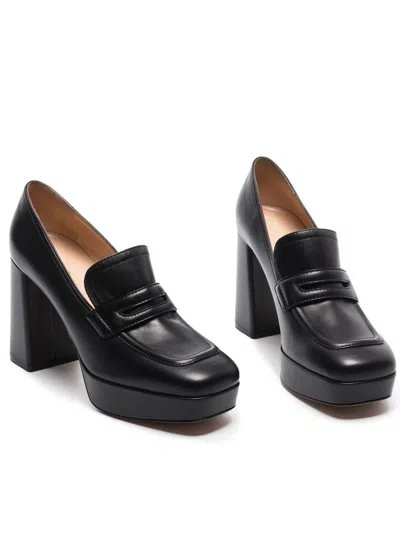 Gianvito Rossi Patent Platform Penny Loafers In Black