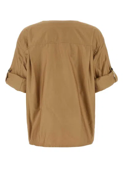 Saint Laurent Top In Twill Cammello Donna In Brown