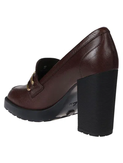 Hogan Woman Loafers Brown Size 10 Leather In Brown