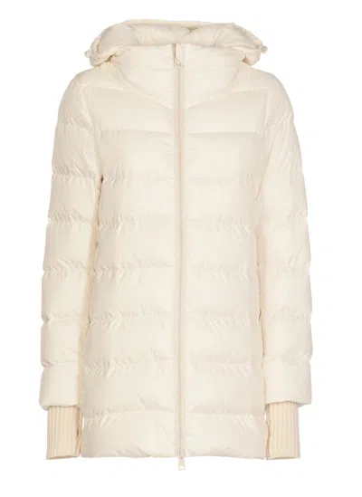 Herno White Down Jacket With Drawstring Hood In Tech Fabric Woman In White
