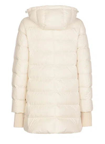 Herno White Down Jacket With Drawstring Hood In Tech Fabric Woman In White