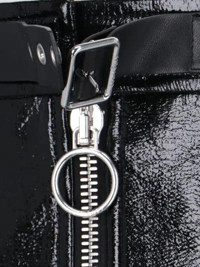 Courrèges Buckle-strap Crinkled Miniskirt In Black