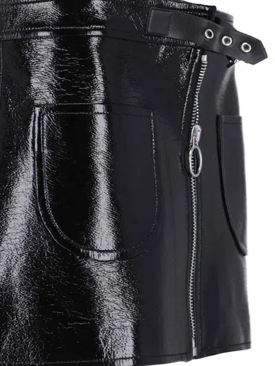 Courrèges Buckle-strap Crinkled Miniskirt In Black