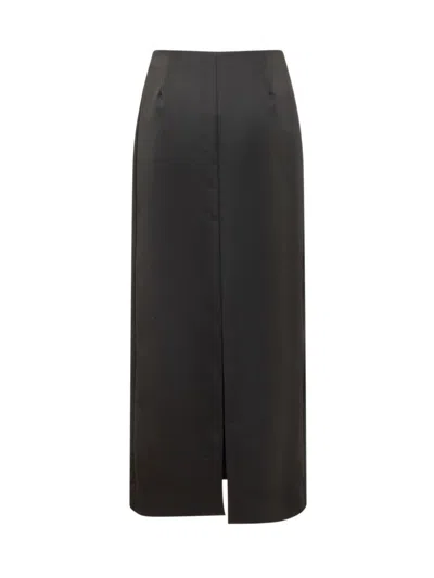 Givenchy Wool And Mohair Long Skirt In Black