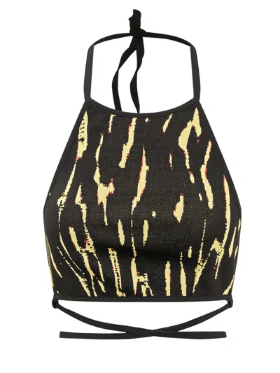 Ambush Black Abstract Halter Neck Top In Black