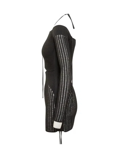 Andreädamo Andreādamo Mini Ribbed Dress In Black