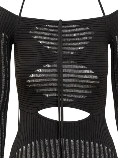 Andreädamo Andreādamo Mini Ribbed Dress In Black