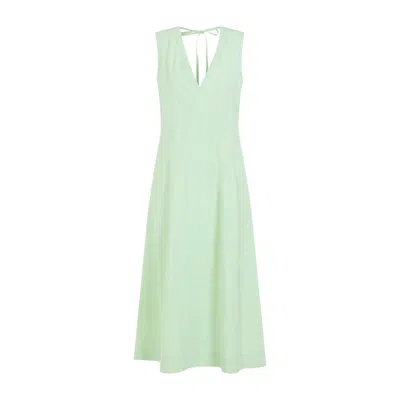 Bottega Veneta V-neck A-line Midi Dress In Green