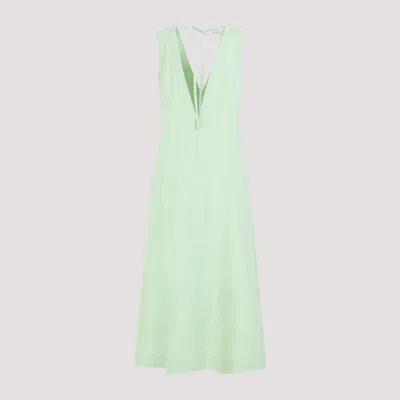 Bottega Veneta V-neck A-line Midi Dress In Green