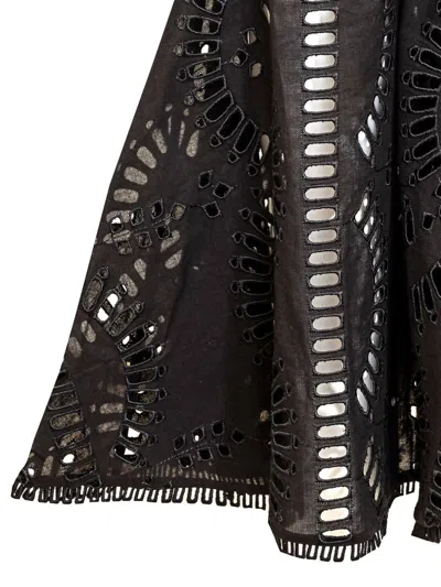 Charo Ruiz Trouk Broderie Anglaise Cotton-blend Flared Pants In Black