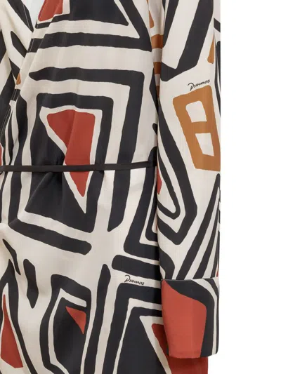 Dsquared2 Geometric Mini Wrap Dress In Black