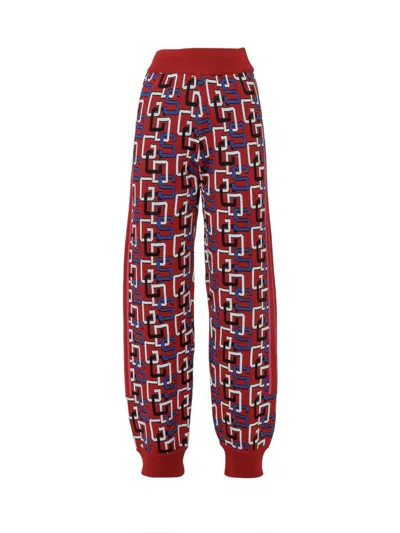 Gcds Logo-intarsia Track Pants In Red